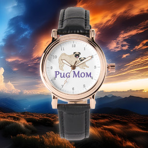 Reloj De Pulsera Pareja de Pug Mom Pugs Fawn Elegantes
