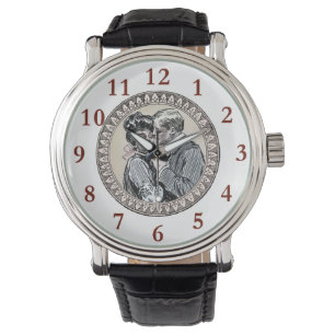 Reloj De Pulsera Pareja de Romance Vintage: Rosas de Antiguos Amant