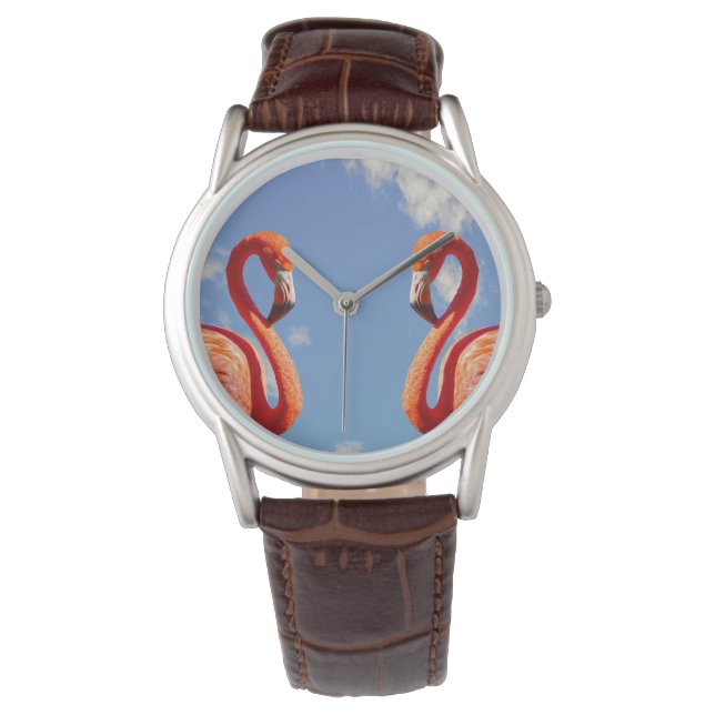 Reloj De Pulsera Pareja Flamingo Caribeña (Anverso)