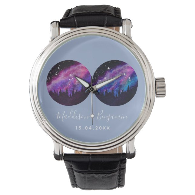 Reloj De Pulsera Parejas personalizados Regalos Zodiacos Cualquier  (Anverso)