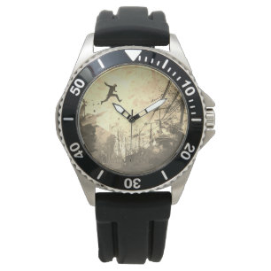 Reloj De Pulsera Parkour Urban Free Running Estilo Art Sepia