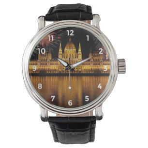 Reloj De Pulsera Parlamento de Budapest Hungría con fuegos artifici
