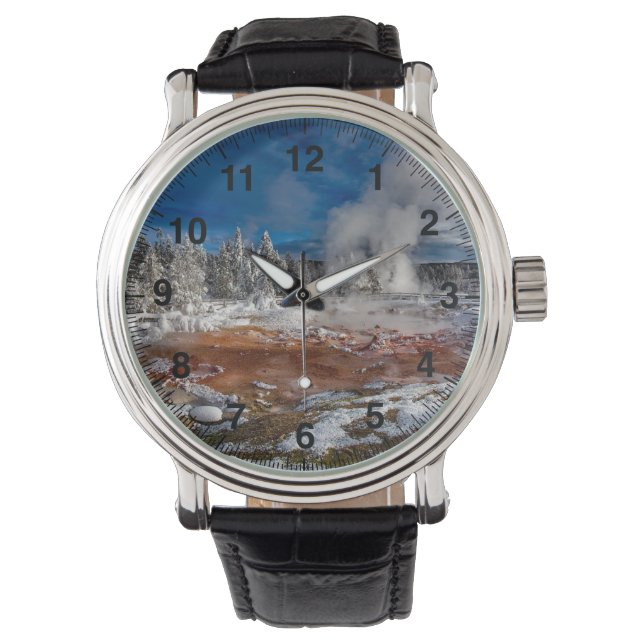 Reloj De Pulsera Parque nacional Yellowstone Wyoming en invierno (Anverso)