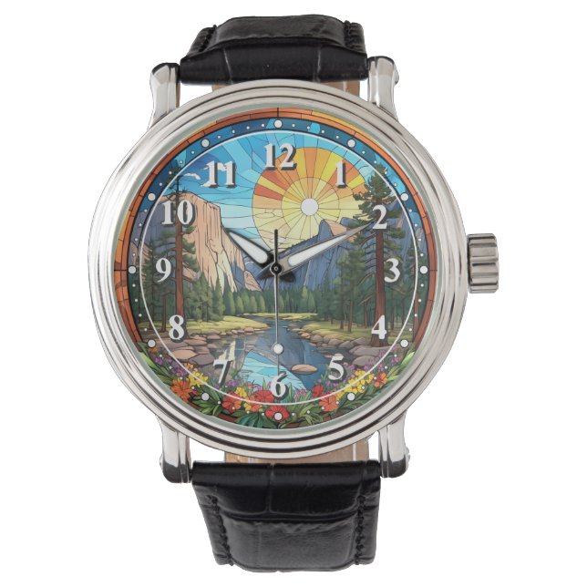 Reloj De Pulsera Parque nacional Yosemite Mosaico de Vidrio Manchad (Anverso)