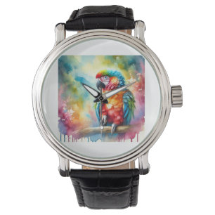 Reloj De Pulsera Parrot Cotorra 050824AREF120 - Watercolor