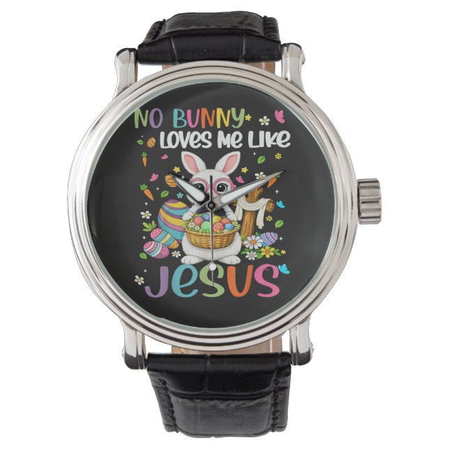 Reloj De Pulsera Pascua Ningún conejo me ama como Jesús Cristiano (Anverso)