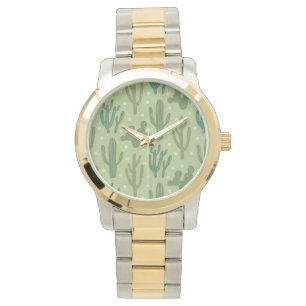 Reloj De Pulsera Paso del suroeste de Geo   Patrón Cactus Verde