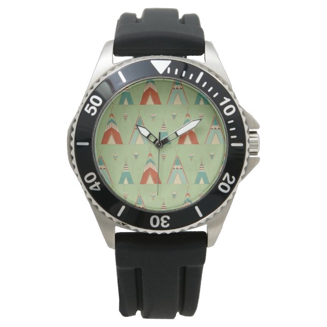 Reloj De Pulsera Paso del suroeste de Geo | Patrón de peine verde (Anverso)