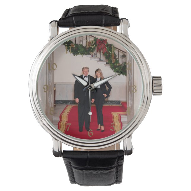Reloj De Pulsera Pasos de Navidad del Presidente Donald Trump y Mel (Anverso)