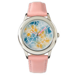 Reloj De Pulsera Pastel Azulejo Watercolor Mosaic Watch – Portugues