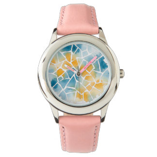 Reloj De Pulsera Pastel Azulejo Watercolor Mosaic Watch – Portugues