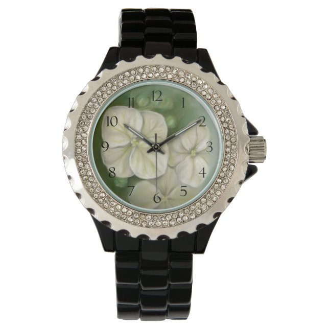 Reloj De Pulsera Pastel blanco crema suave Hydrangea Floral (Anverso)