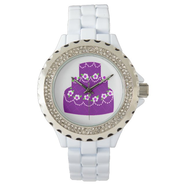 Reloj De Pulsera Pastel de Boda púrpura (Anverso)