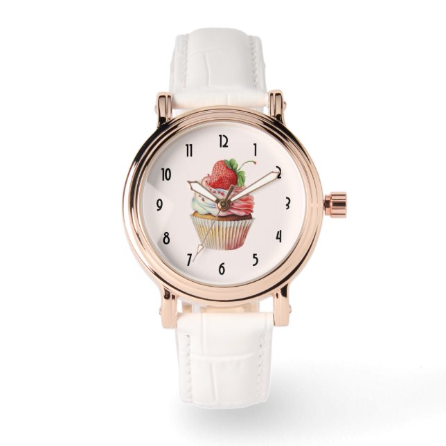 Reloj De Pulsera Pastel de fresa postre dulce (Anverso)