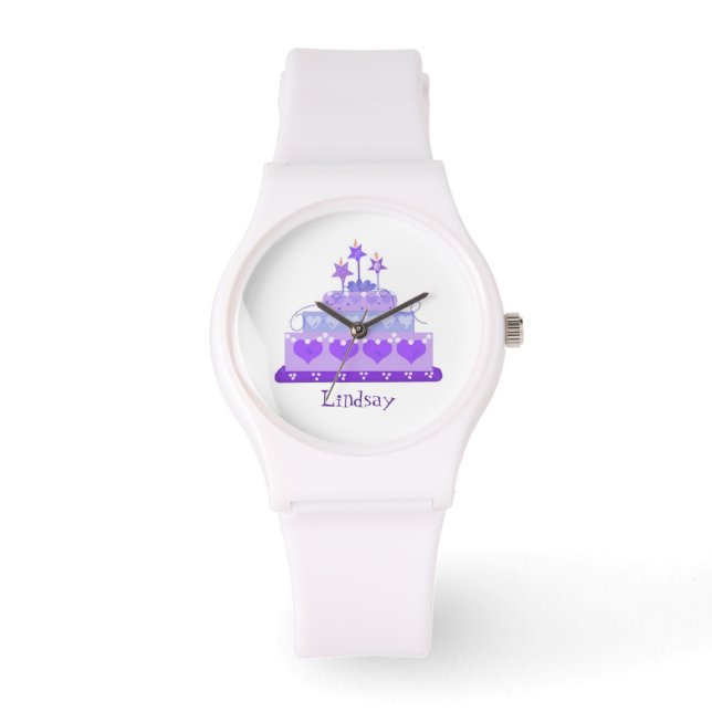 Reloj De Pulsera Pastel de princesa con nombre (Anverso)