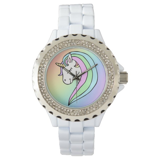 Reloj De Pulsera Pastel Rainbow Unicorn (Anverso)