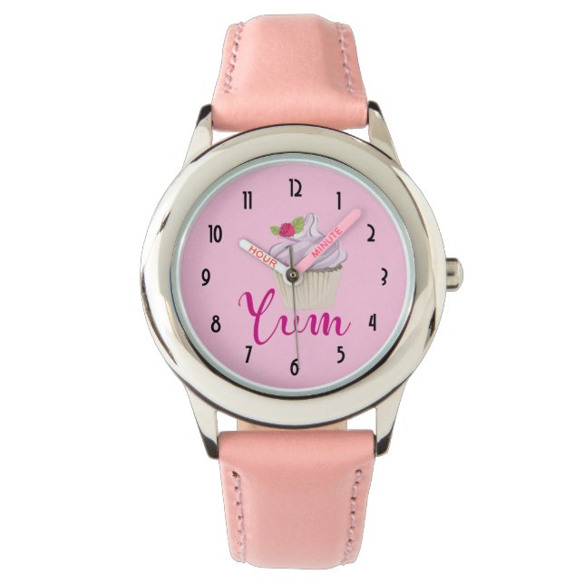 Reloj De Pulsera ¡Pastel rosa de ensueño con Raspberry Yum! (Anverso)