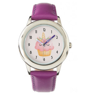 Reloj De Pulsera Pastel rosa dulce Unicornio con Rosas