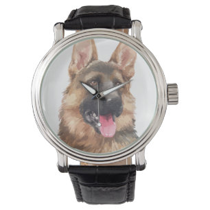 Reloj De Pulsera Pastor alemán Perro Alsaciano GSD Mascota acuarela
