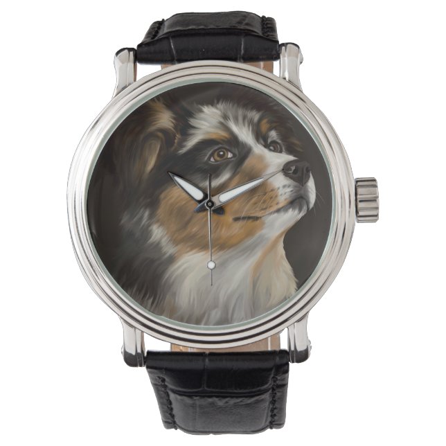 Reloj De Pulsera Pastor Australiano - Aussie Puppy (Anverso)