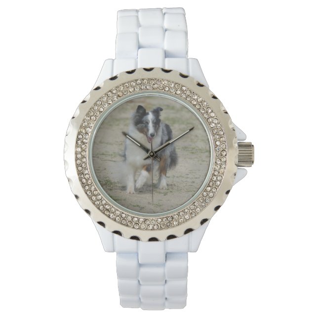 Reloj De Pulsera Pastor Australiano de Merle Azul (Anverso)