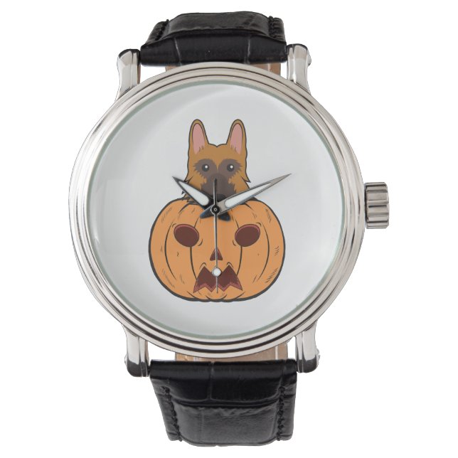 Reloj De Pulsera Pastores Alemanes De Halloween Atrapados En Una Ca (Anverso)