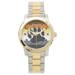 Reloj De Pulsera Pata de oso gay con bandera de orgullo