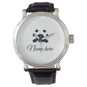 Reloj De Pulsera Pata de perro mascota negro añadir nombre texto fo