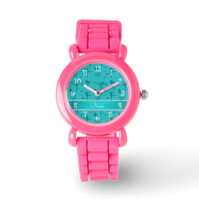 Reloj De Pulsera Patinaje artístico sobre turquesa de nombre person (Anverso)