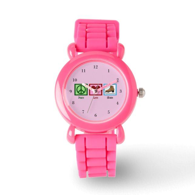 Reloj De Pulsera Patinaje Hielo Peace Love (Anverso)