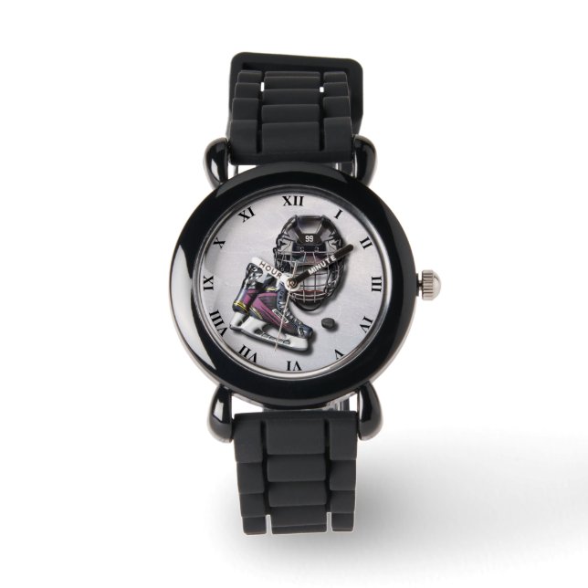 Reloj De Pulsera Patines De Hockey Sobre Hielo Helmet Puck Con Nomb (Anverso)