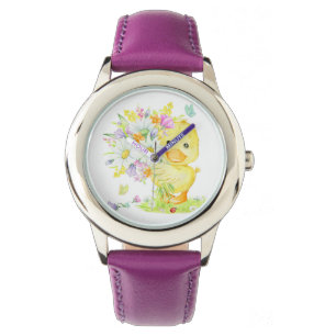 Reloj De Pulsera Pato Amarillo Y Bouquet