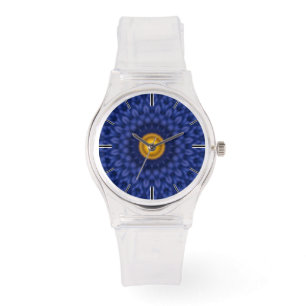 Reloj De Pulsera Pato azul con caleidoscopio amarillo