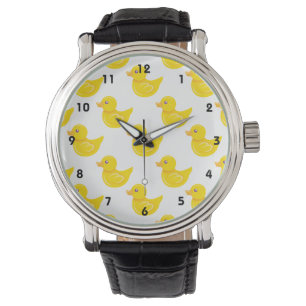 Reloj De Pulsera Pato de goma amarillo y blanco, dudoso