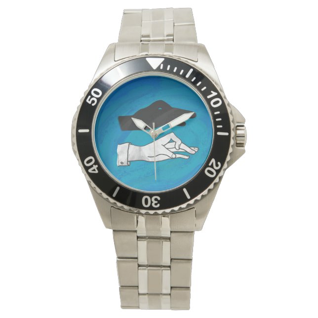 Reloj De Pulsera Pato de Sombra Sobre Azul (Anverso)