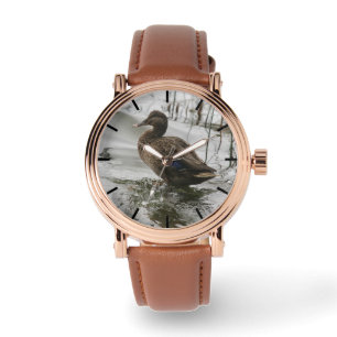 Reloj De Pulsera Pato gris en el lago oscuro