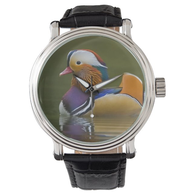 Reloj De Pulsera Pato mandarín salvaje Aix galericulata) sobre oscu (Anverso)