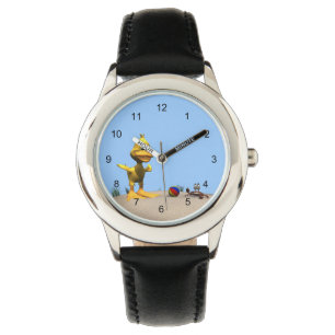 Reloj De Pulsera Pato Personalizado y cangrejo en la playa