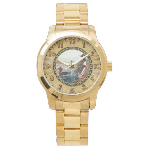 Reloj De Pulsera Patos mallard americanos en un río nadando