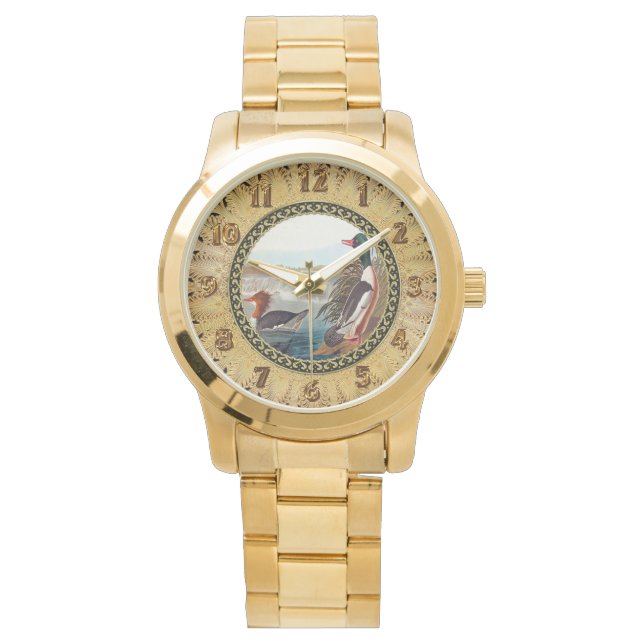 Reloj De Pulsera Patos mallard americanos en un río nadando (Anverso)