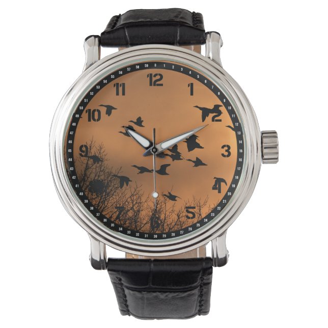 Reloj De Pulsera Patos voladores en Sunset Watch (Anverso)