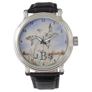 Reloj De Pulsera Patos Voladores Vintage   Monograma masculino