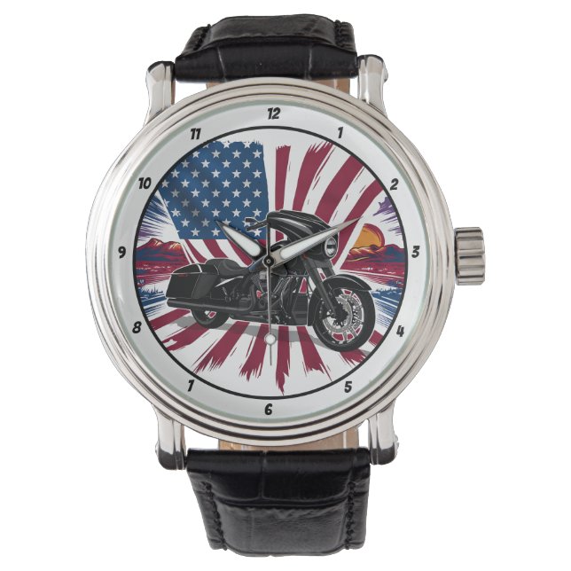 Reloj De Pulsera Patriotic Bagger, American Flag Watch. (Anverso)