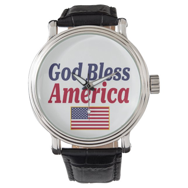 Reloj De Pulsera Patriotic God Bless America Flag (Anverso)