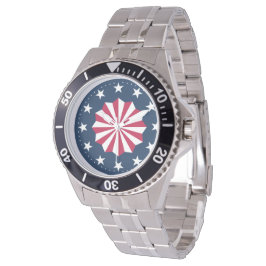 Reloj De Pulsera Patriotic Red White Blue Stars Stripes Rosette