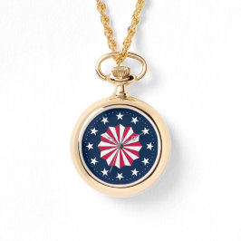 Reloj De Pulsera Patriotic Red White Blue Stars Stripes Rosette