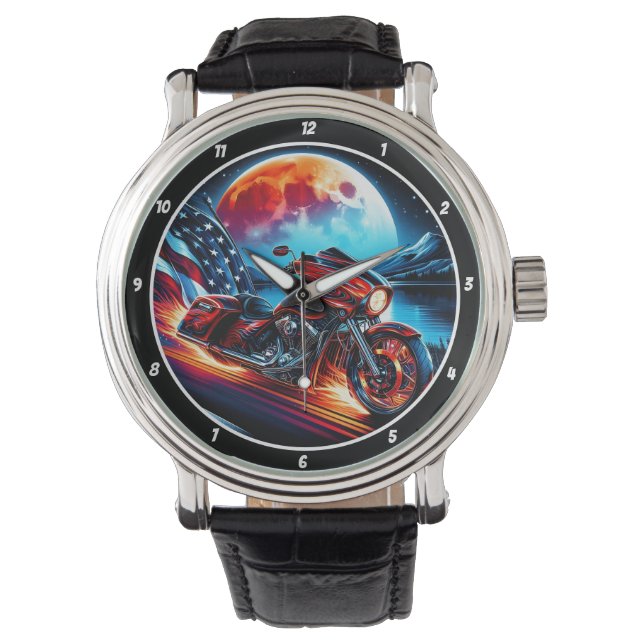 Reloj De Pulsera Patriotic Ride, Moonlit Horizon Watch (Anverso)
