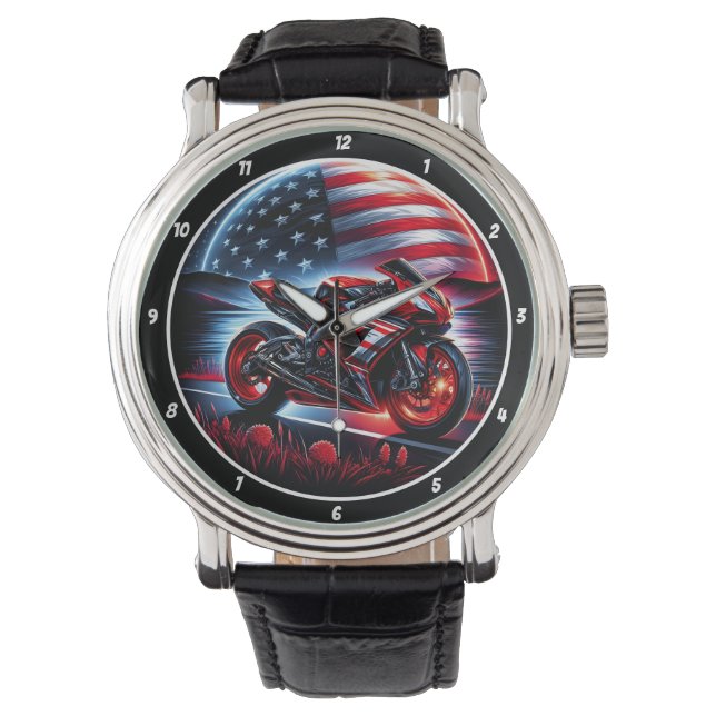 Reloj De Pulsera Patriotic Sport Bike, Lunar Ride Watch. (Anverso)