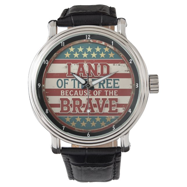 Reloj De Pulsera Patriotic Themed Inspiring Quote American Flag  (Anverso)