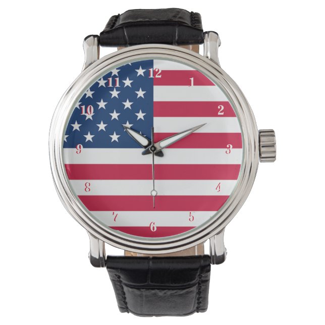 Reloj De Pulsera Patriótico americano de Vigilancia de la Bandera d (Anverso)